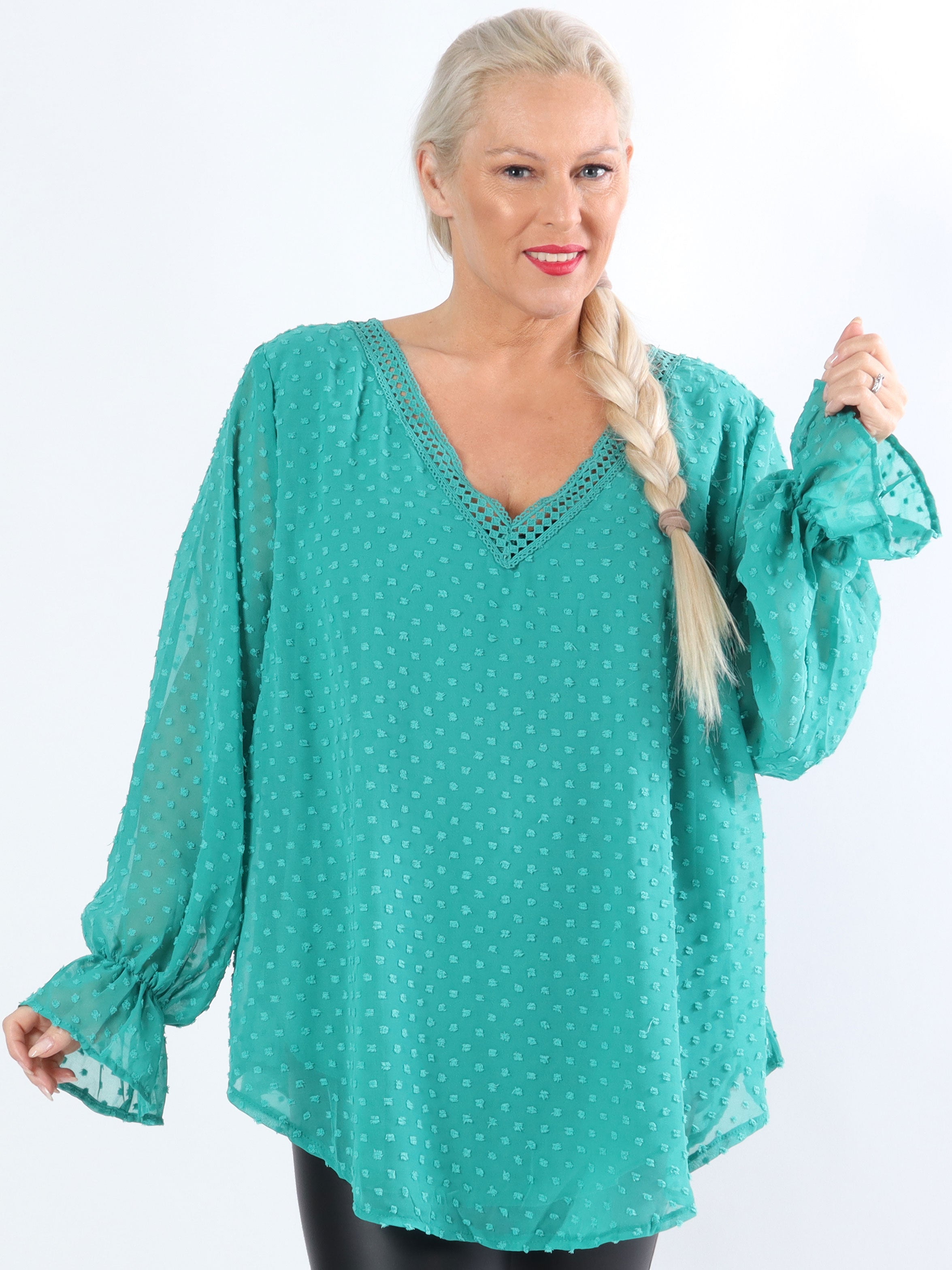 Vittoria - Sød tunika med broderinger og prikket stof